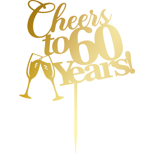 Topper na tort Cheers to 60 Years kieliszki.png