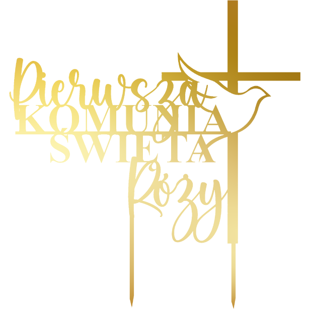 Topper na tort Pierwsza KOMUNIA ŚWIĘTA Róży krzyż+gołąbek.png
