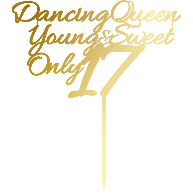 Topper na tort urodzinowy Dancing Queen Young $ Sweet Only 17 .png